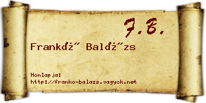 Frankó Balázs névjegykártya